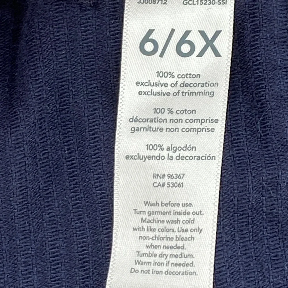 OshKosh Bgosh Dress Girls 6/6X Blue Overall Corduroy Button Front Jumper Dress